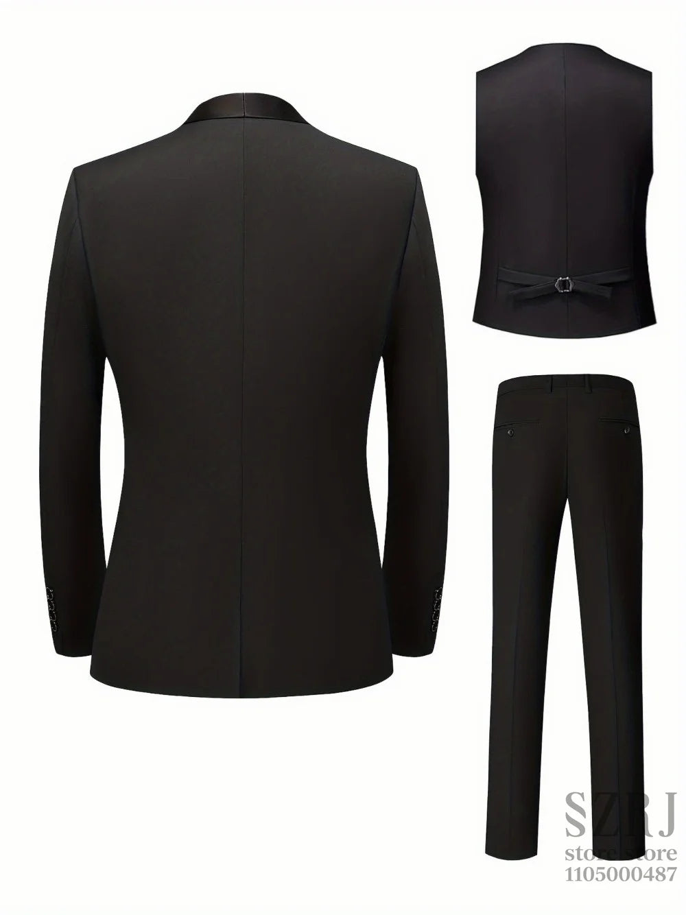 Mens Tuxedo 4 Piece Suit Jacket Vest Pants Pocket Square