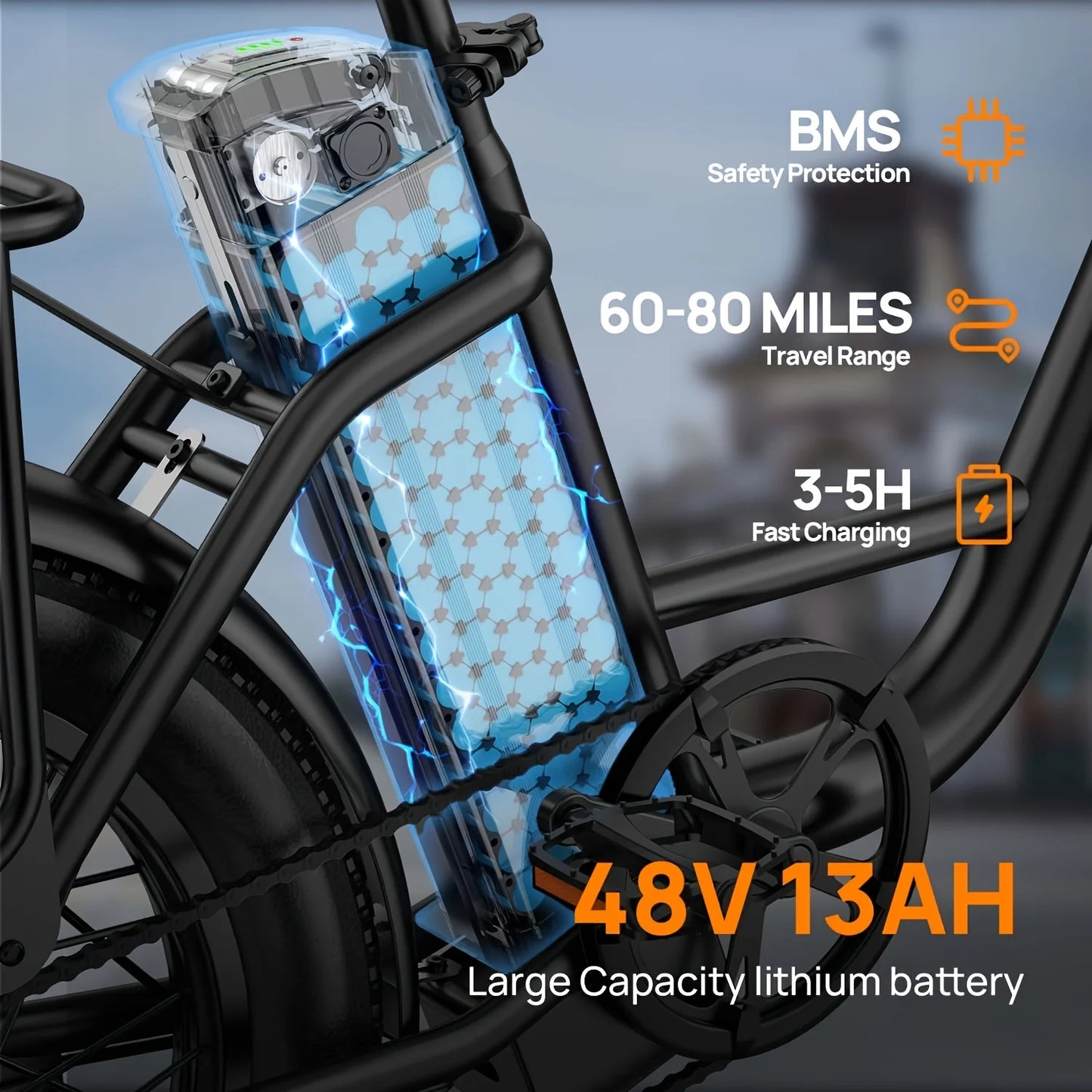 URLIFE E20 1000W Electric Fat Bike With Removable Battery