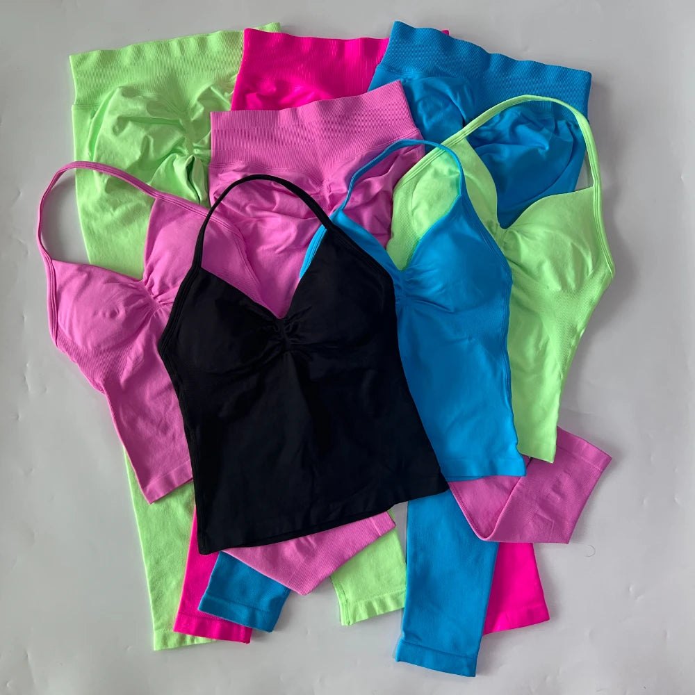 Seamless Gym Set For Women Tank Top And High Waist Scrunch Leggings