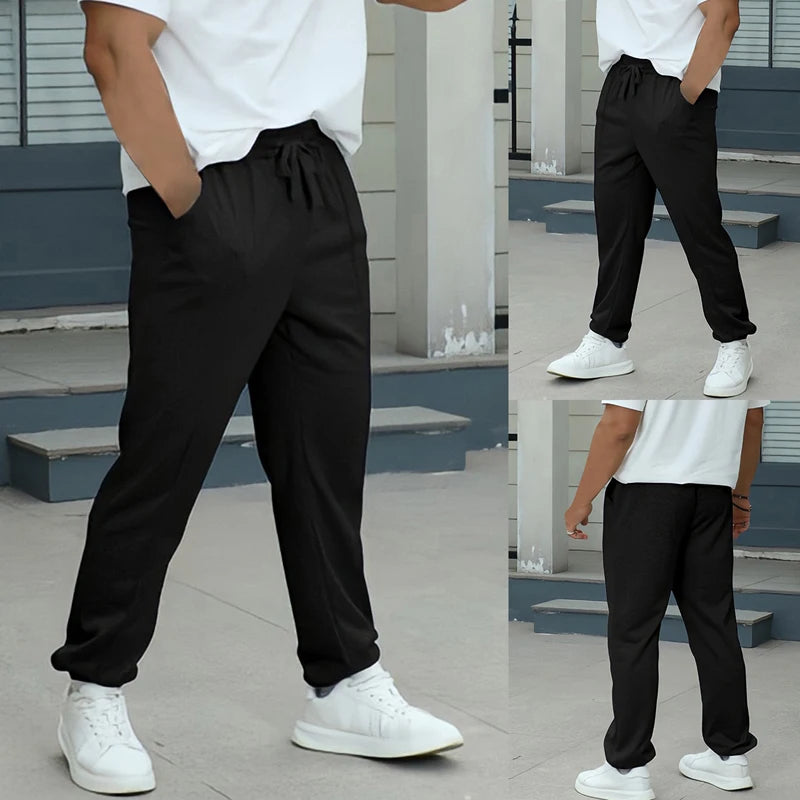Men s Athletic Sweatpants with Drawstring Waistband and Pockets Comfortable Loose Fit Joggers for Casual Wear