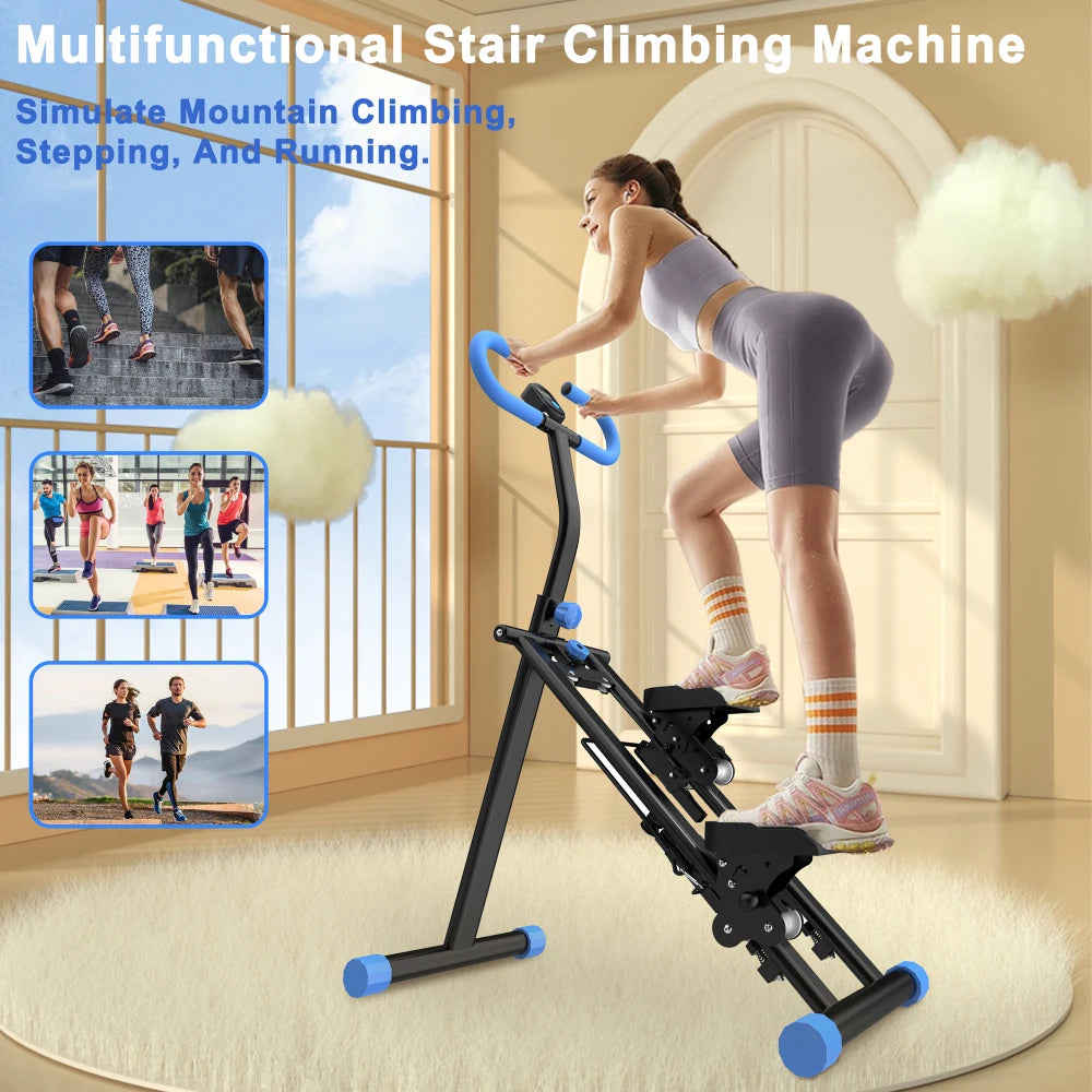Ye Home Stair Stepper - Upgrade Vertical Climber Workout Machine for Full-Body Exercise, Fitness Equipment with Stable Frame & Adjustable Handlebar - Blue