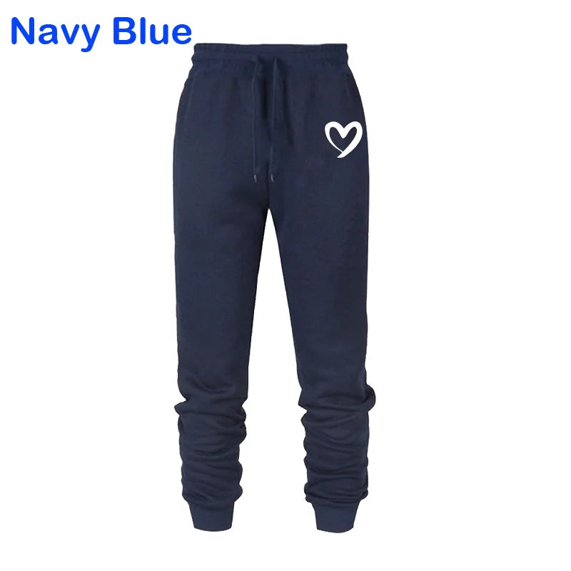 Women Heart Print Sweatpants Polyester Blend Jogger Trousers Autumn Winter
