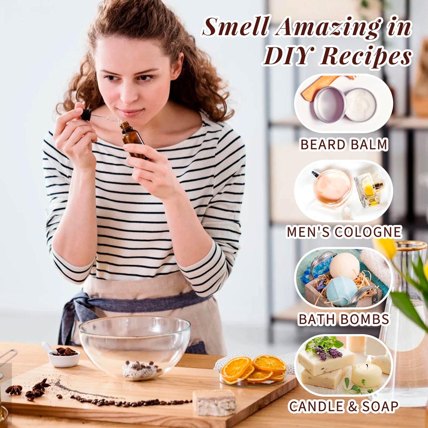 HIQILI Woody Fragrance Oils Set, TOP 6PCS*10mL Gift Set for Aromatherapy Diffuser Humidifier DIY Candles making Homeade Soaps