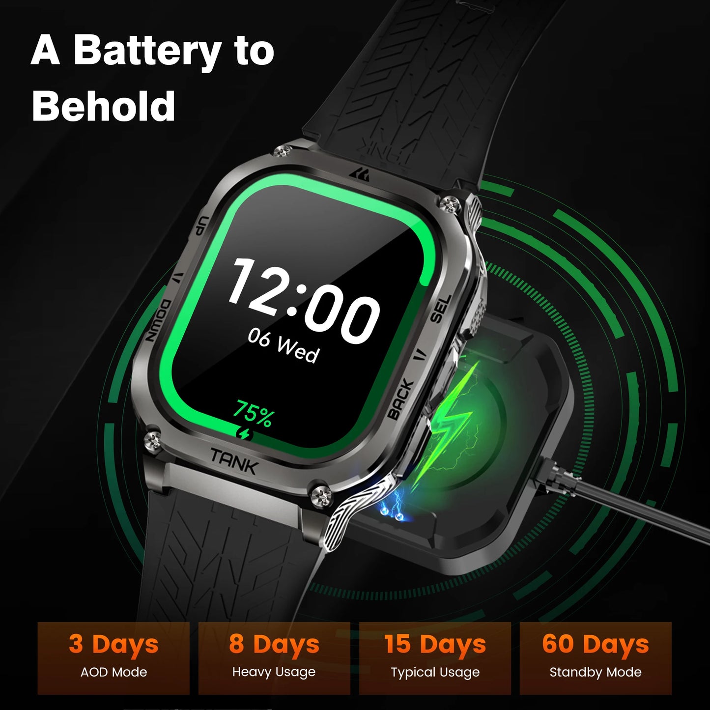 Original KOSPET TANK M3 Smart Watches For Men Smartwatch Women 480mAh Electronic Digital Fitness AMOLED AOD Bluetooth Watches