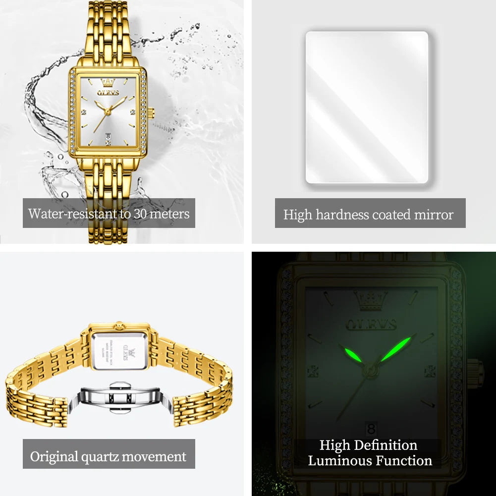OLEVS Women's Diamond Watch Luxury Elegant Stainless Steel Quartz