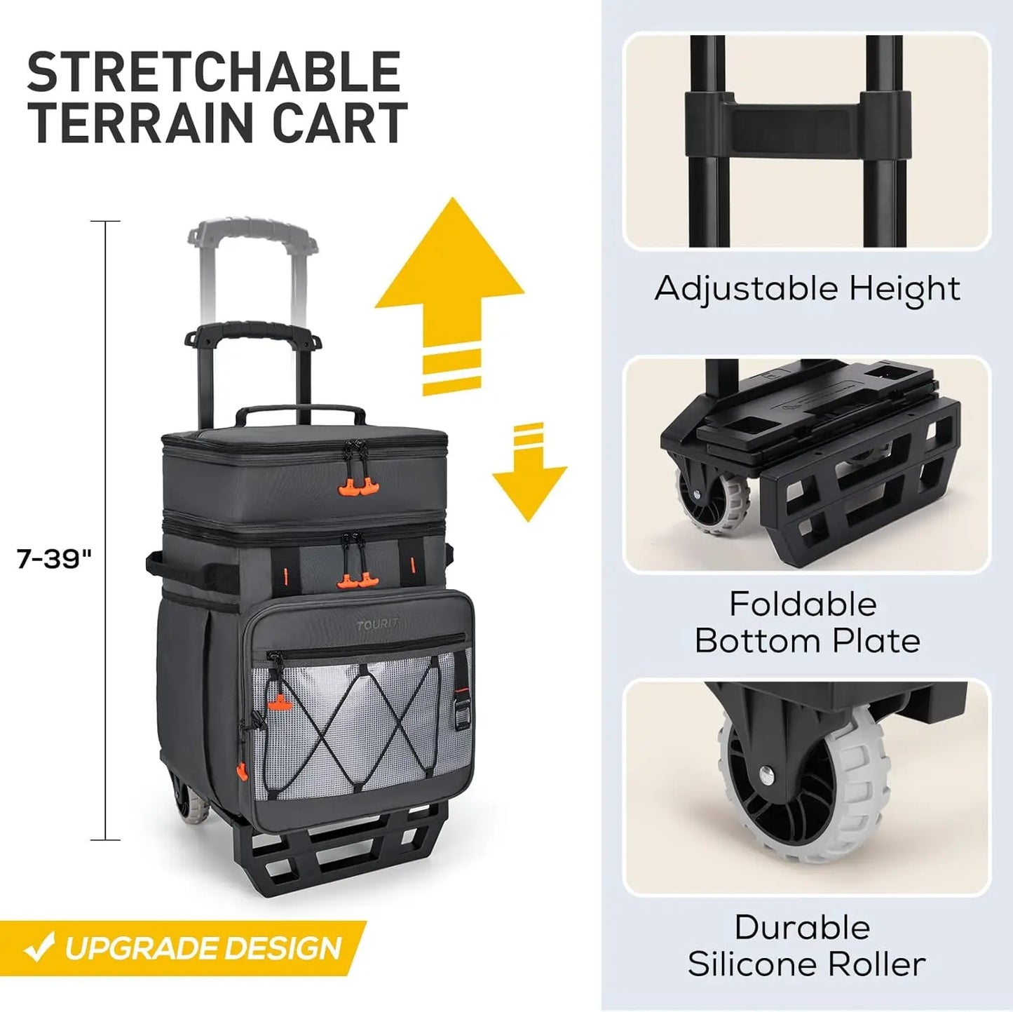 Rolling Cooler With Wheels And Detachable Double Deck For Outdoors