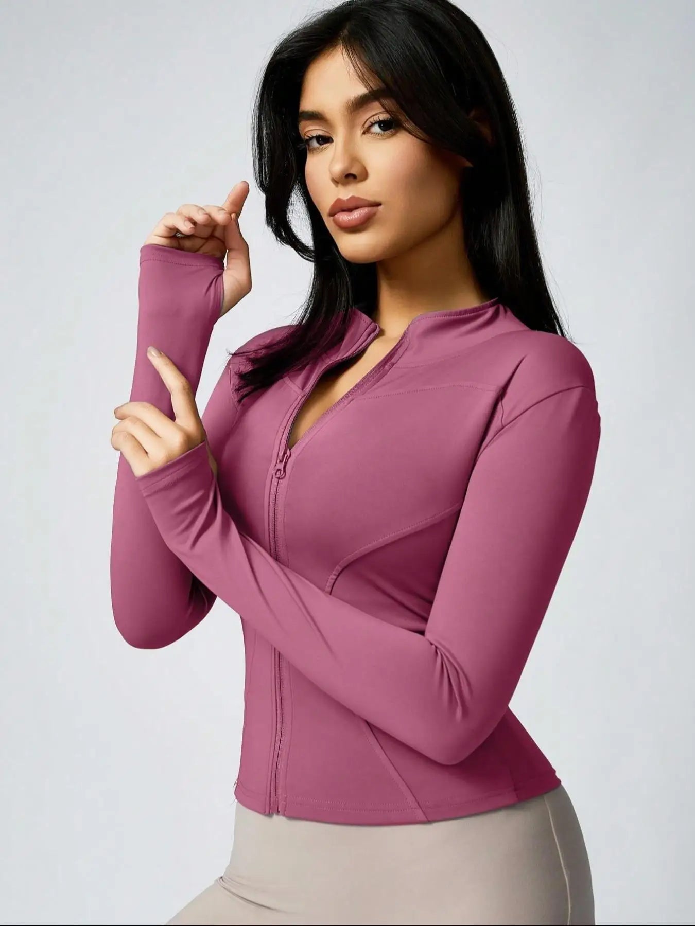 NONECN Fitfemme Womens Full Zip Long Sleeve Workout Jacket