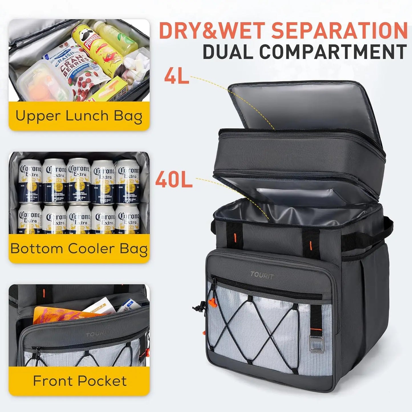 Rolling Cooler With Wheels And Detachable Double Deck For Outdoors