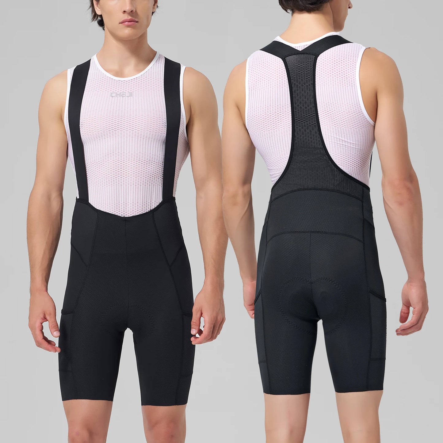 Cheji Men's Cycling Bib Shorts Seamless Comfort Quick Dry Breathable