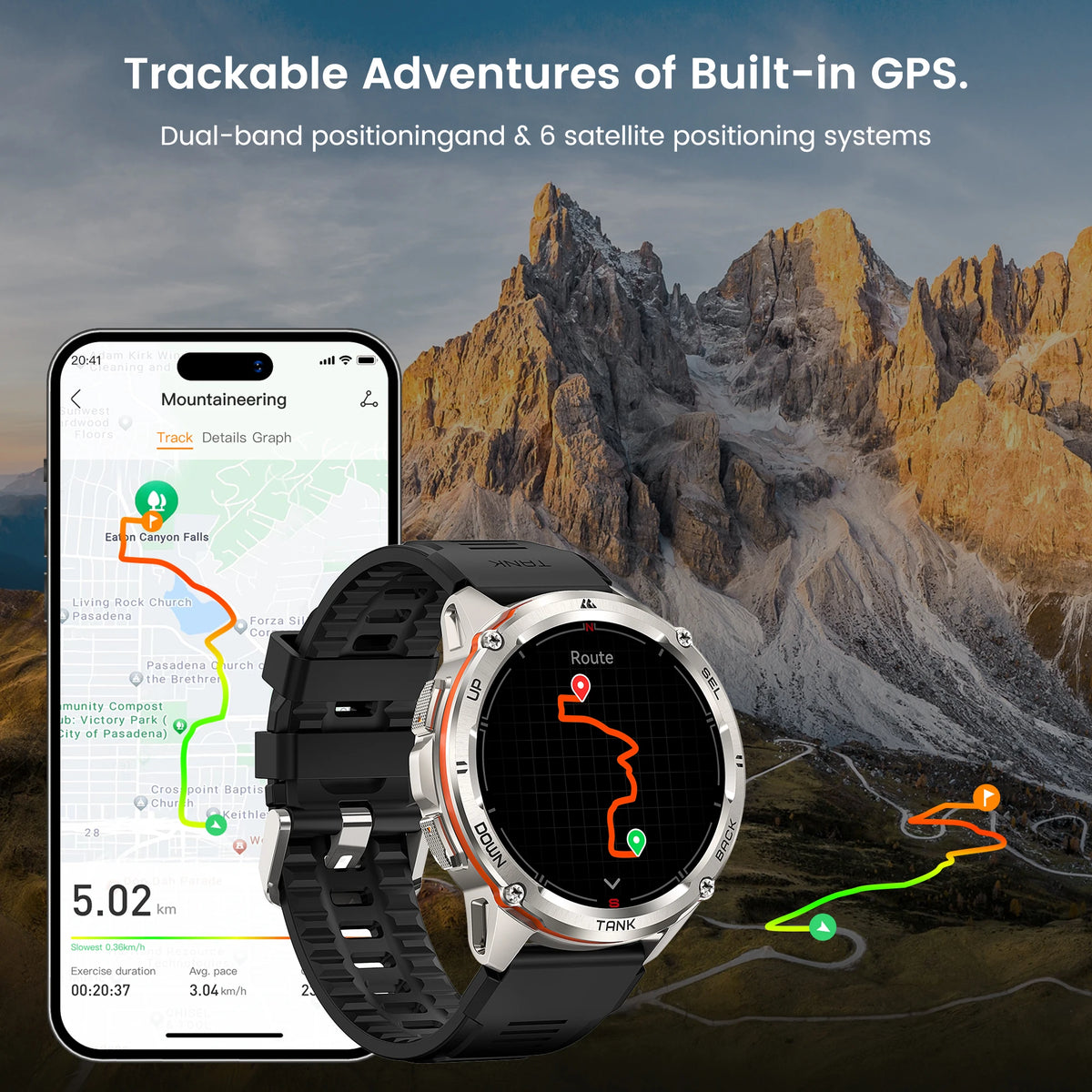 Kospet Tank T3 Ultra GPS Smartwatch Rugged Amoled Fitness Tracker