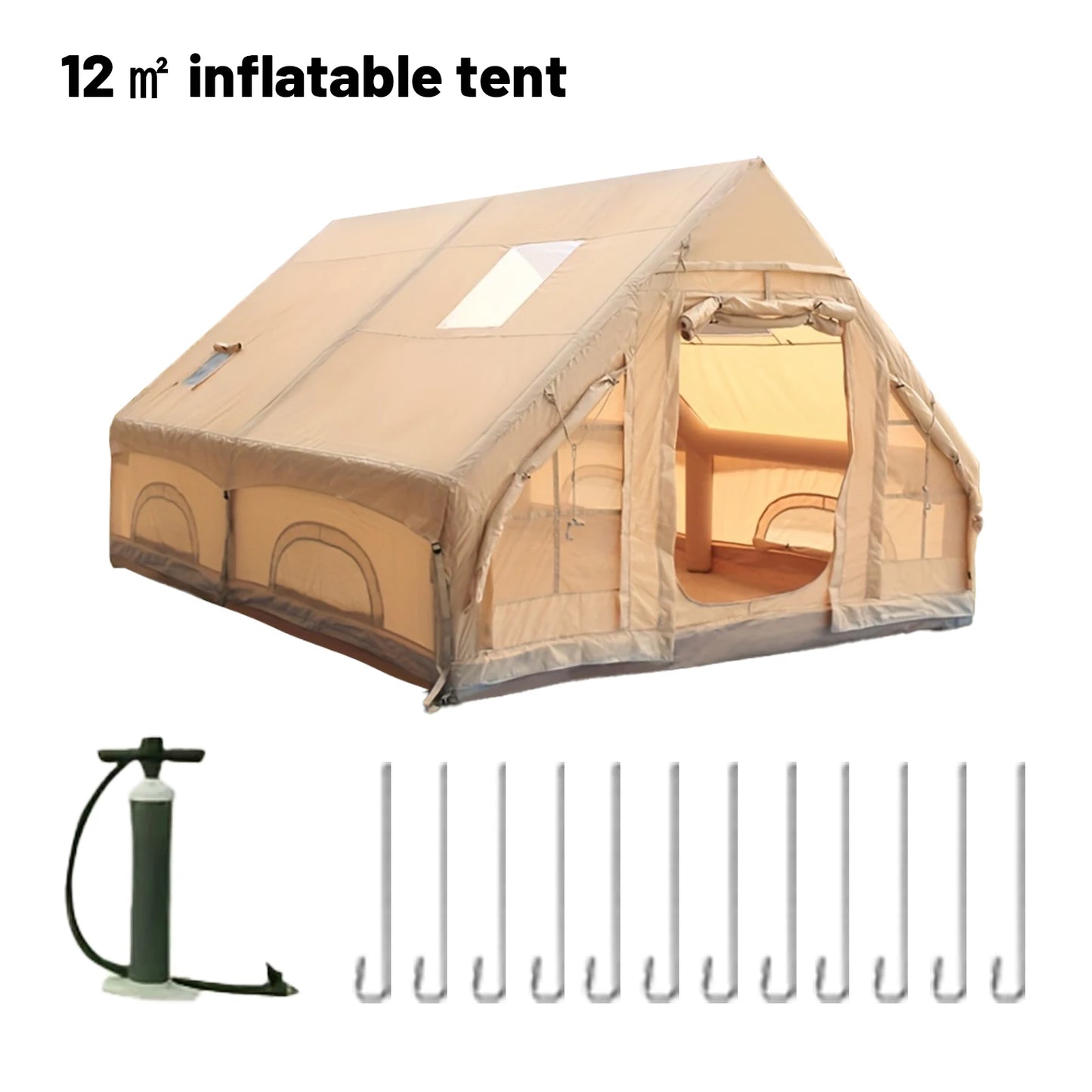 Pakicetus Inflatable Camping Tent With Quick Setup Frame Stove Jack