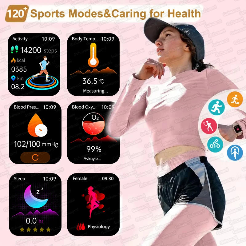 AI Smart Diagnosis Watch HRV PPG Blood Pressure Health Monitor NFC IP68