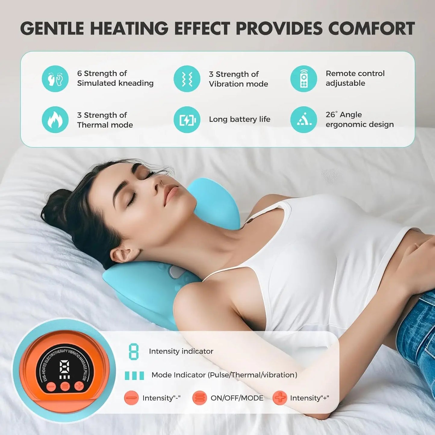 Rechargeable Portable Neck Massager Pillow Shiatsu With Heat And Vibration