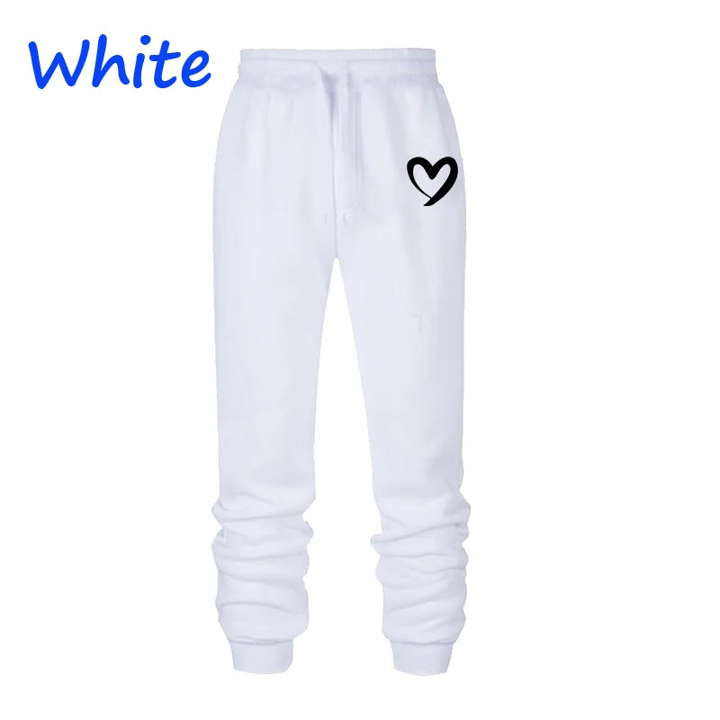 Women Heart Print Sweatpants Polyester Blend Jogger Trousers Autumn Winter