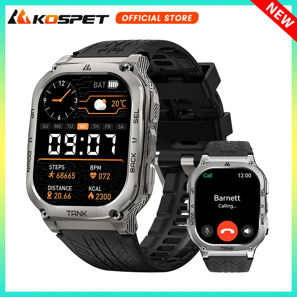 Original KOSPET TANK M3 Smart Watches For Men Smartwatch Women 480mAh Electronic Digital Fitness AMOLED AOD Bluetooth Watches