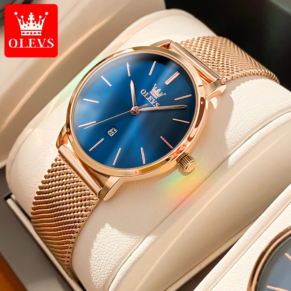 OLEVS Women's Ultra Thin Quartz Watch With Calendar And Waterproof