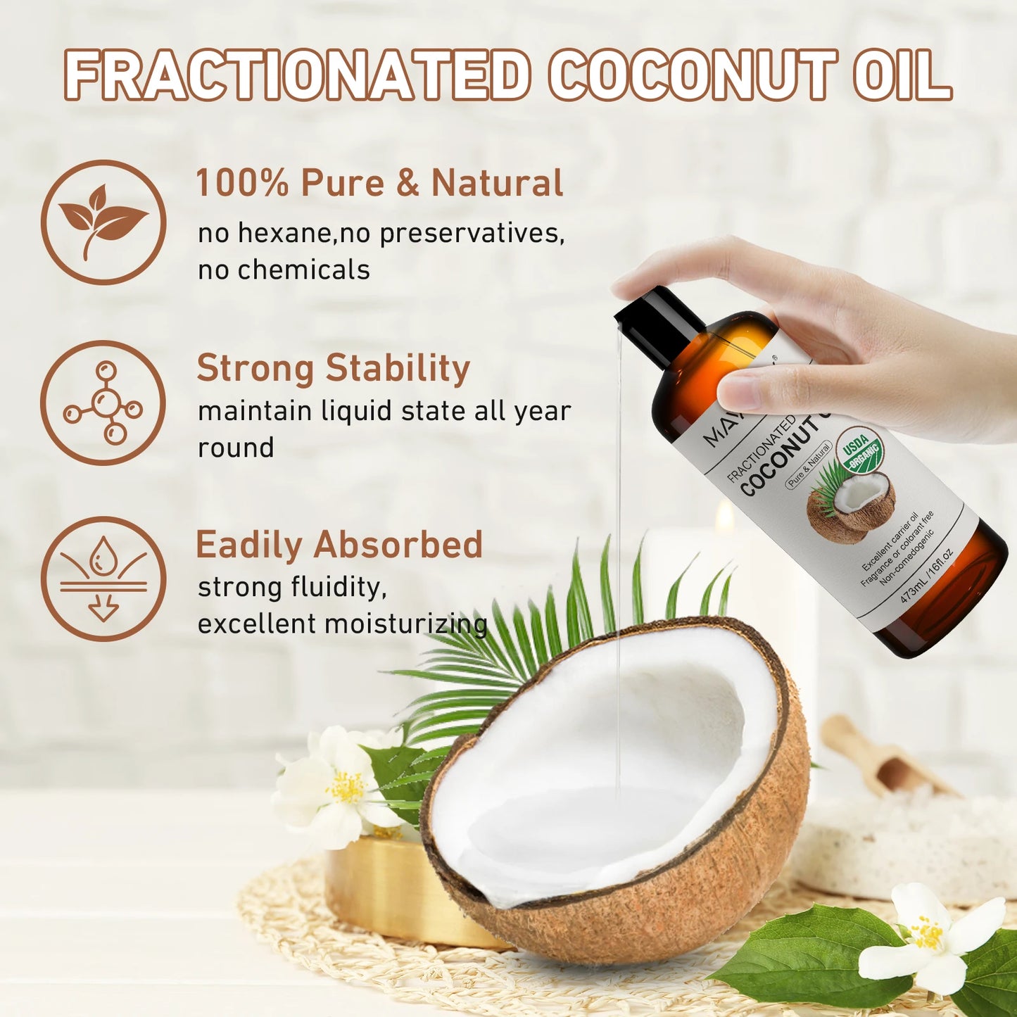 MAYJAM Pure Organic Castor Oil and Fractionated Coconut Oil