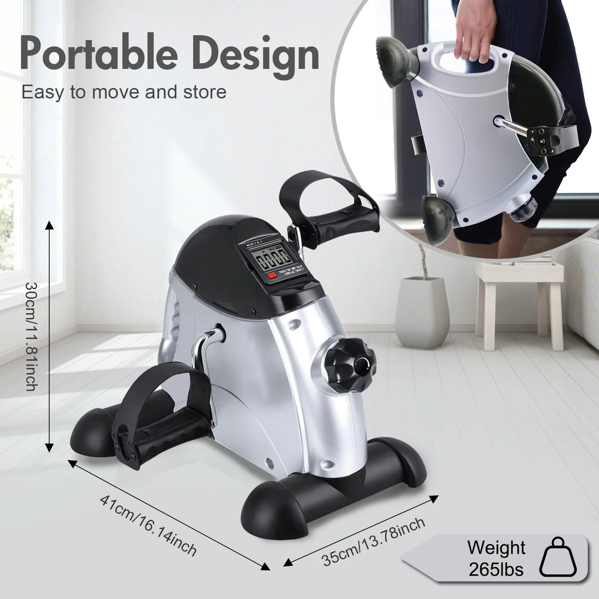 Motorized Mini Desk Pedal Exerciser Bike With LCD Display