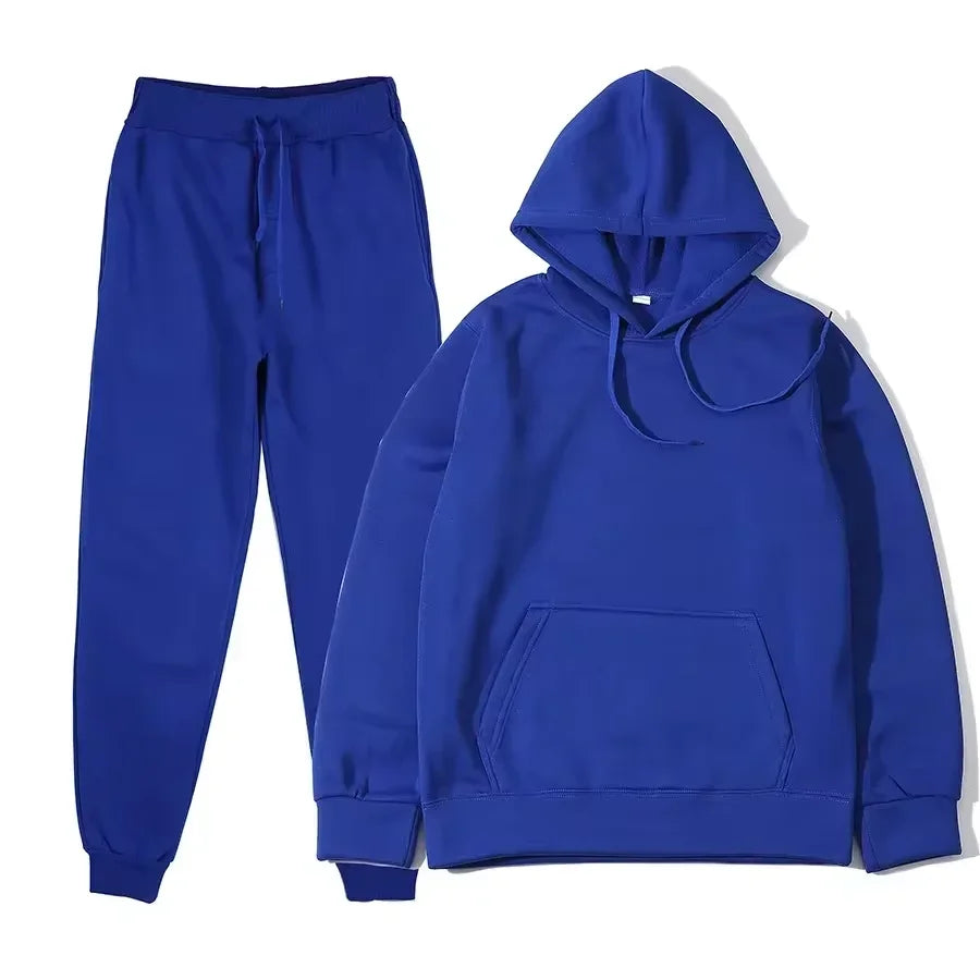 NONECN Winter Women Tracksuit Set Hooded Sweatpants Two Piece