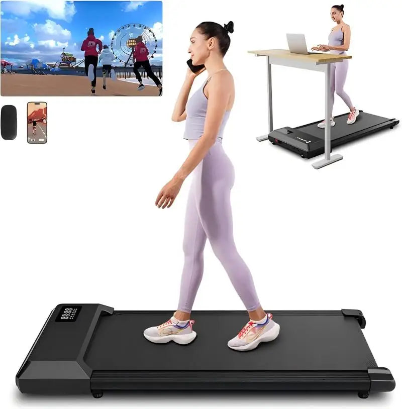 Superun 2-in-1 Home Office Walking Treadmill With App Control