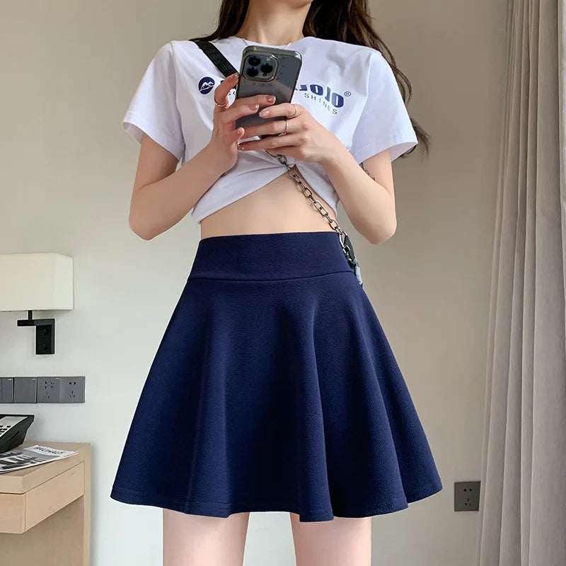 JIAOYIFEN Elastic Pleated High Waist Summer Skirt For Women