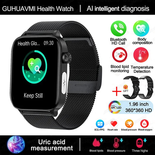 ECG PPG Smart Watch Health Tracker Blood Pressure Lipids