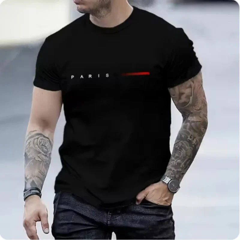 Paris Mens Casual Suit Set For Spring And Summer Letter Print Two Piece