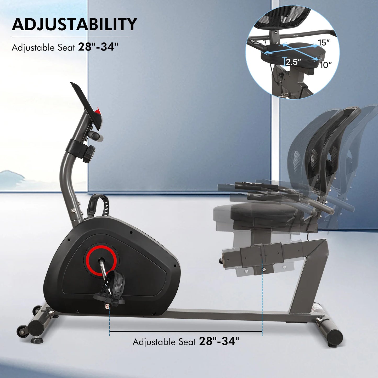 Sturdy Quiet Recumbent Exercise Bike With 8 Levels Home Use