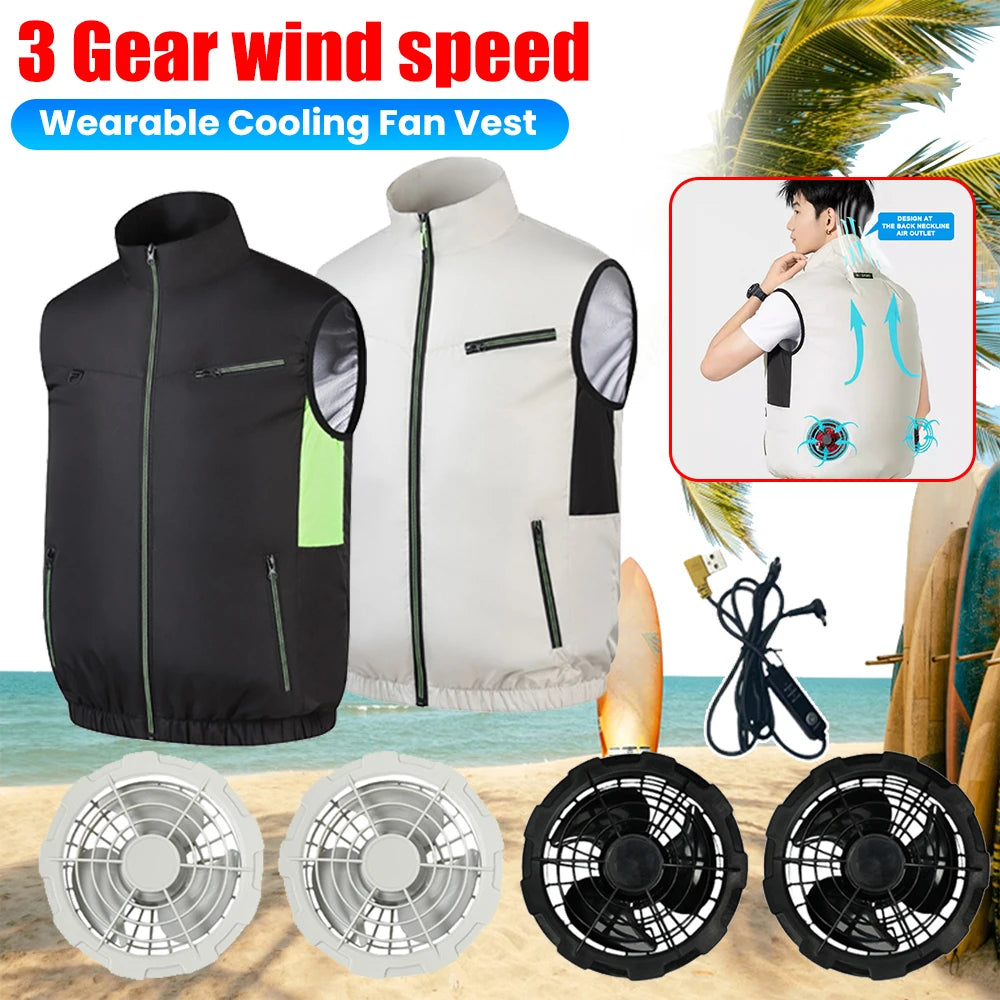 Wearable Cooling Vest With Air Circulation Fan For Outdoor Work