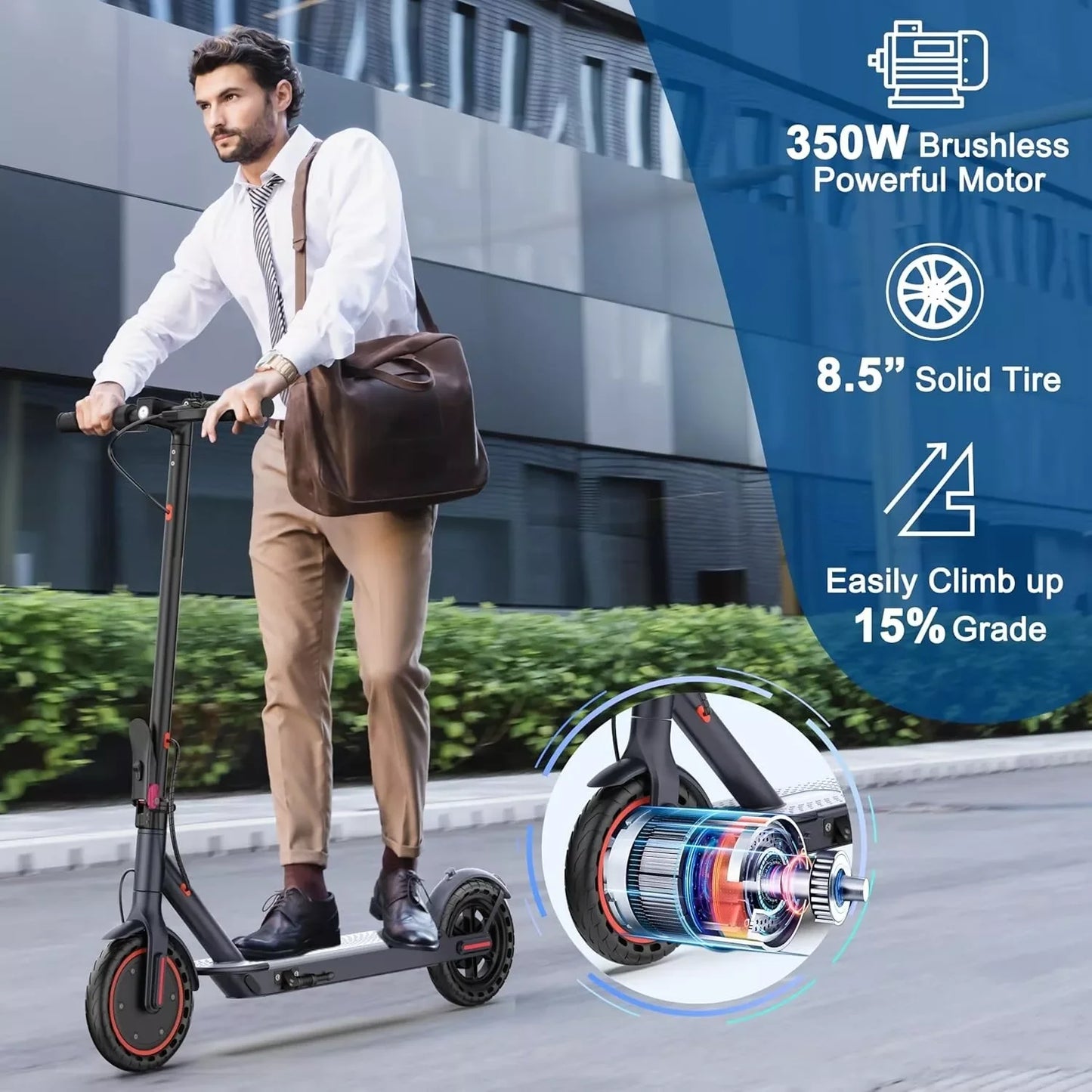 AOVOPRO LADPED LP60 Electric Scooter 350W 19mph Max Speed 8.5inch tire Folding Electric Scooter 16miles Max Range for Adult
