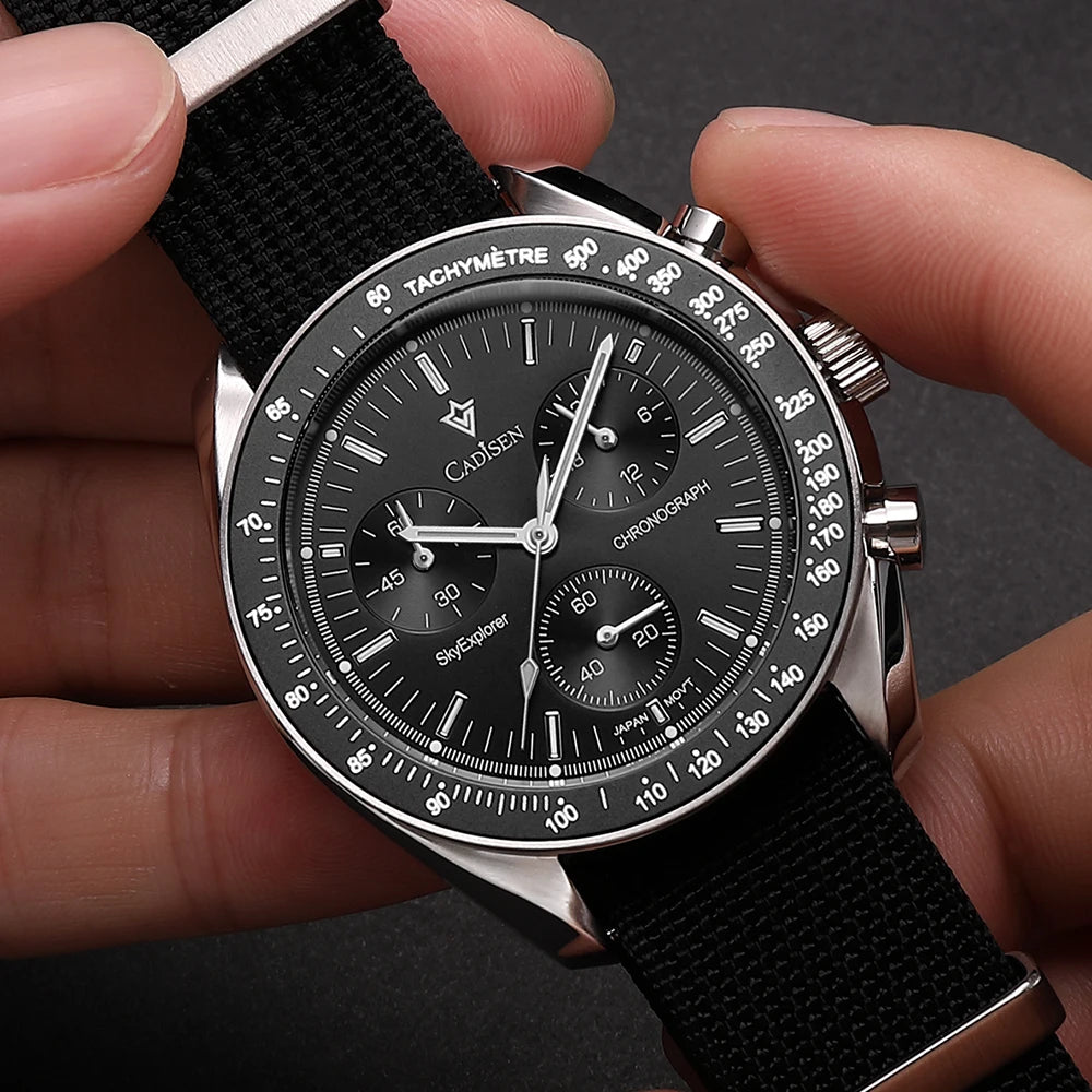 Cadisen Mens Quartz Chronograph Watch With Sapphire Crystal For Men