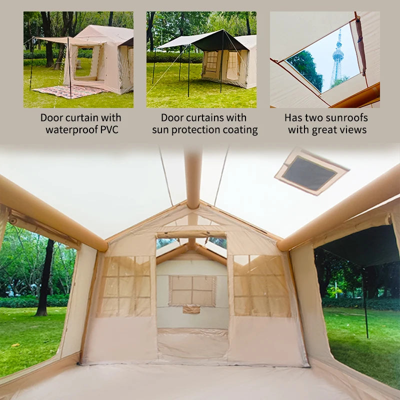 4 Season Inflatable Camping Tent With Pump Quick Setup