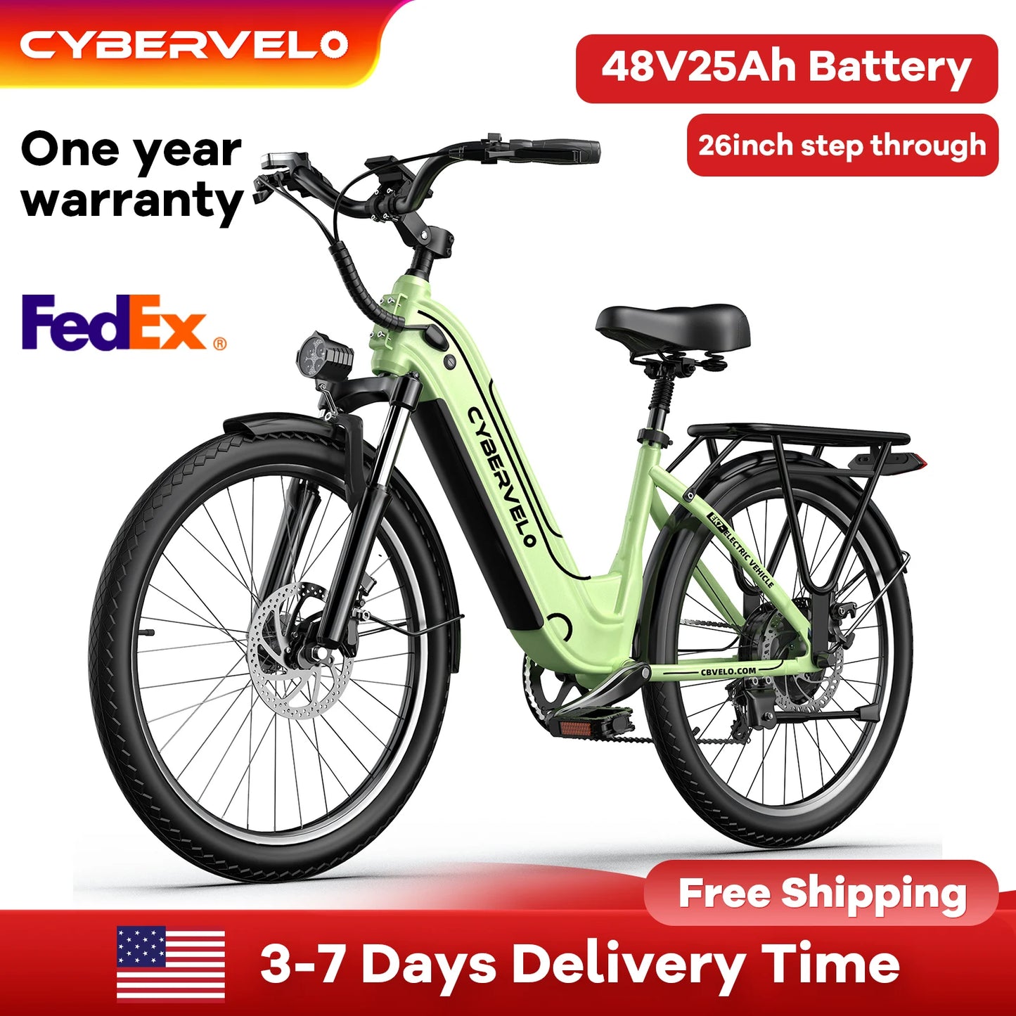 Aoango 1000W Peak Electric Bicycle For Adults Step Through Ebike 48V Battery