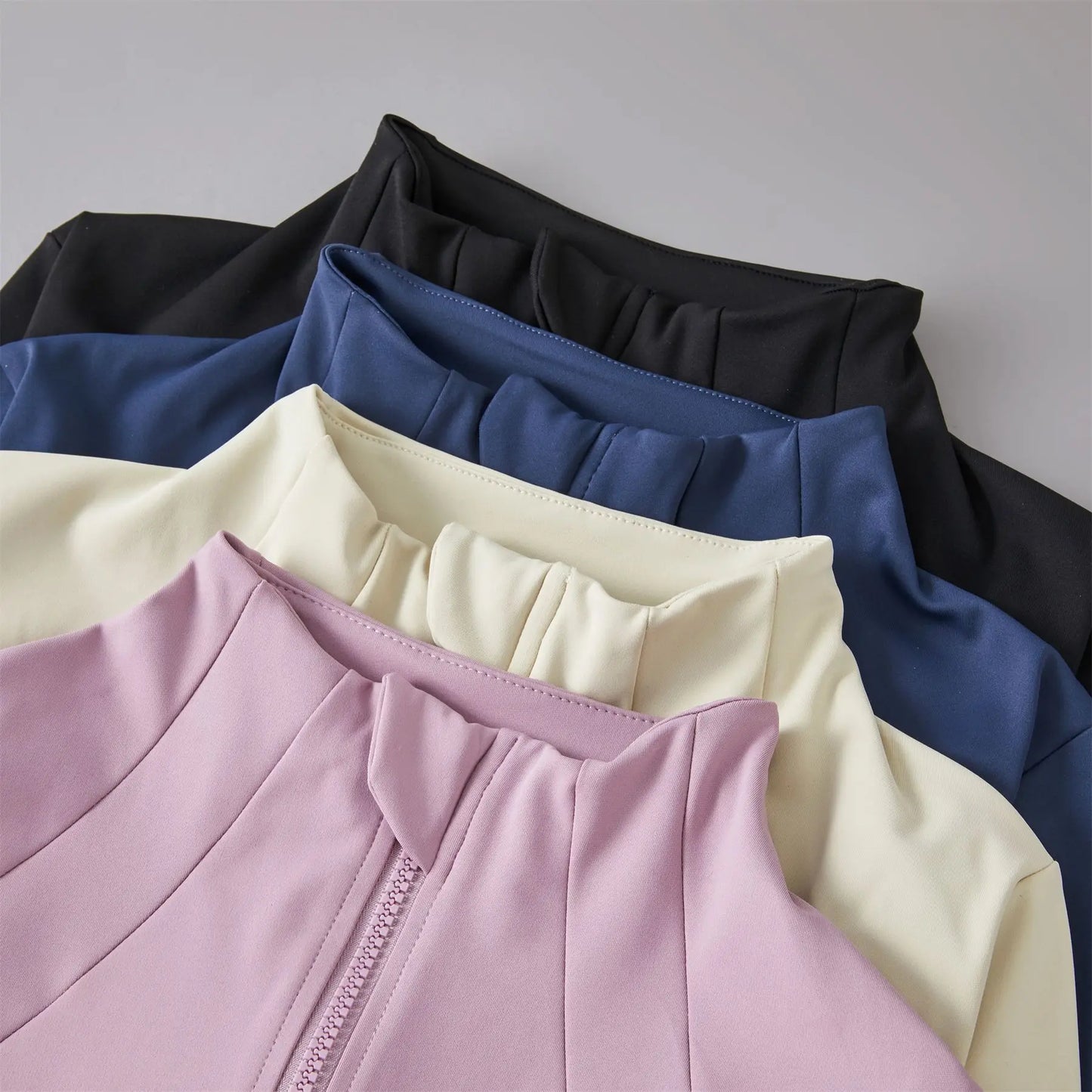 Lightweight Womens Yoga Jacket With Zip Pockets And Thumb Cuffs