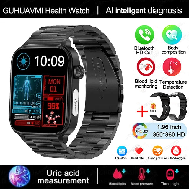 ECG PPG Smart Watch Health Tracker Blood Pressure Lipids