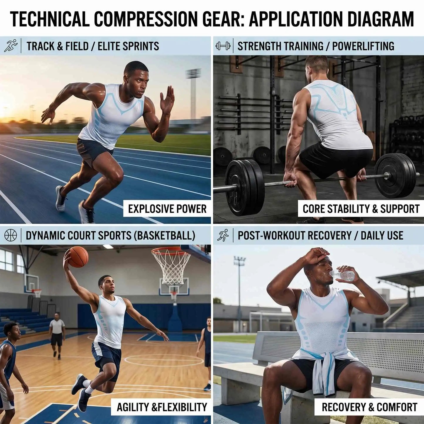 4 Pack Men's Compression Vests Graphic Muscle Tank Tops