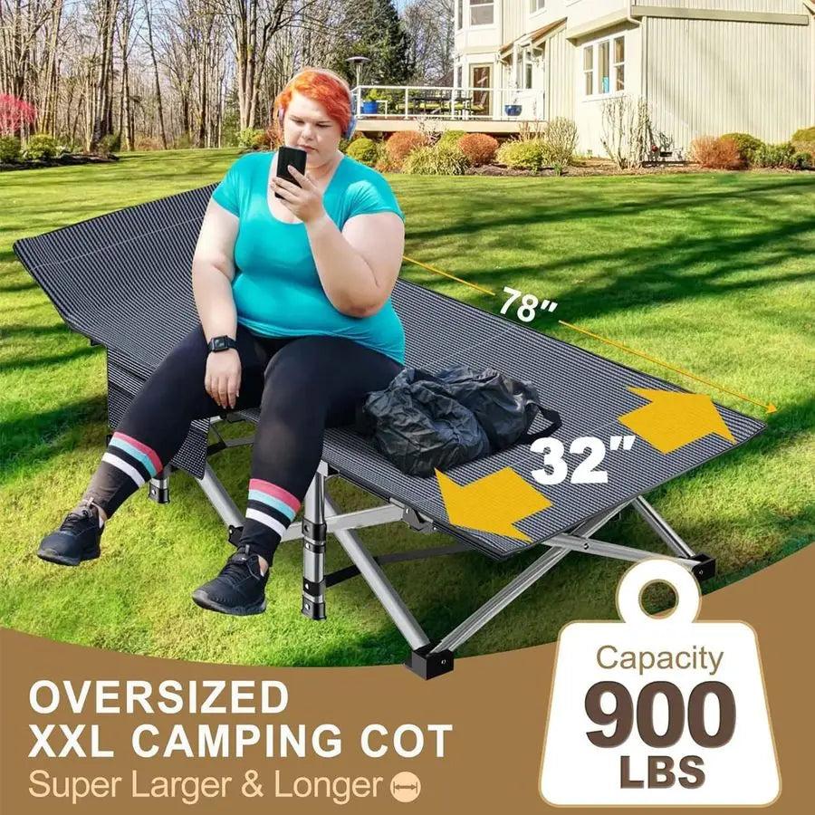 Folding Camping Cot With Mattress Heavy Duty Carry Bag