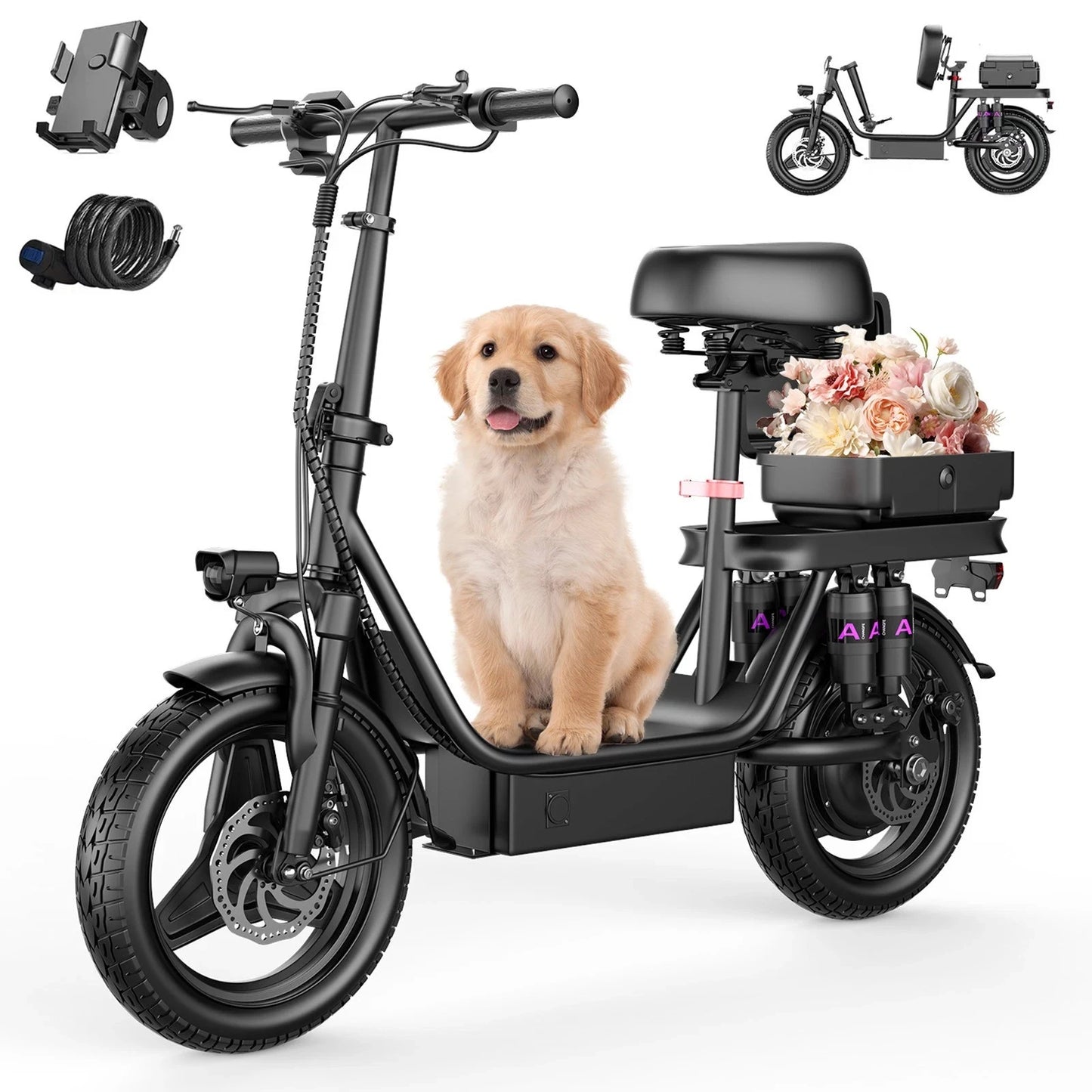 UPlee GQ8 Folding Electric Bike 250W 48V 15Ah Battery