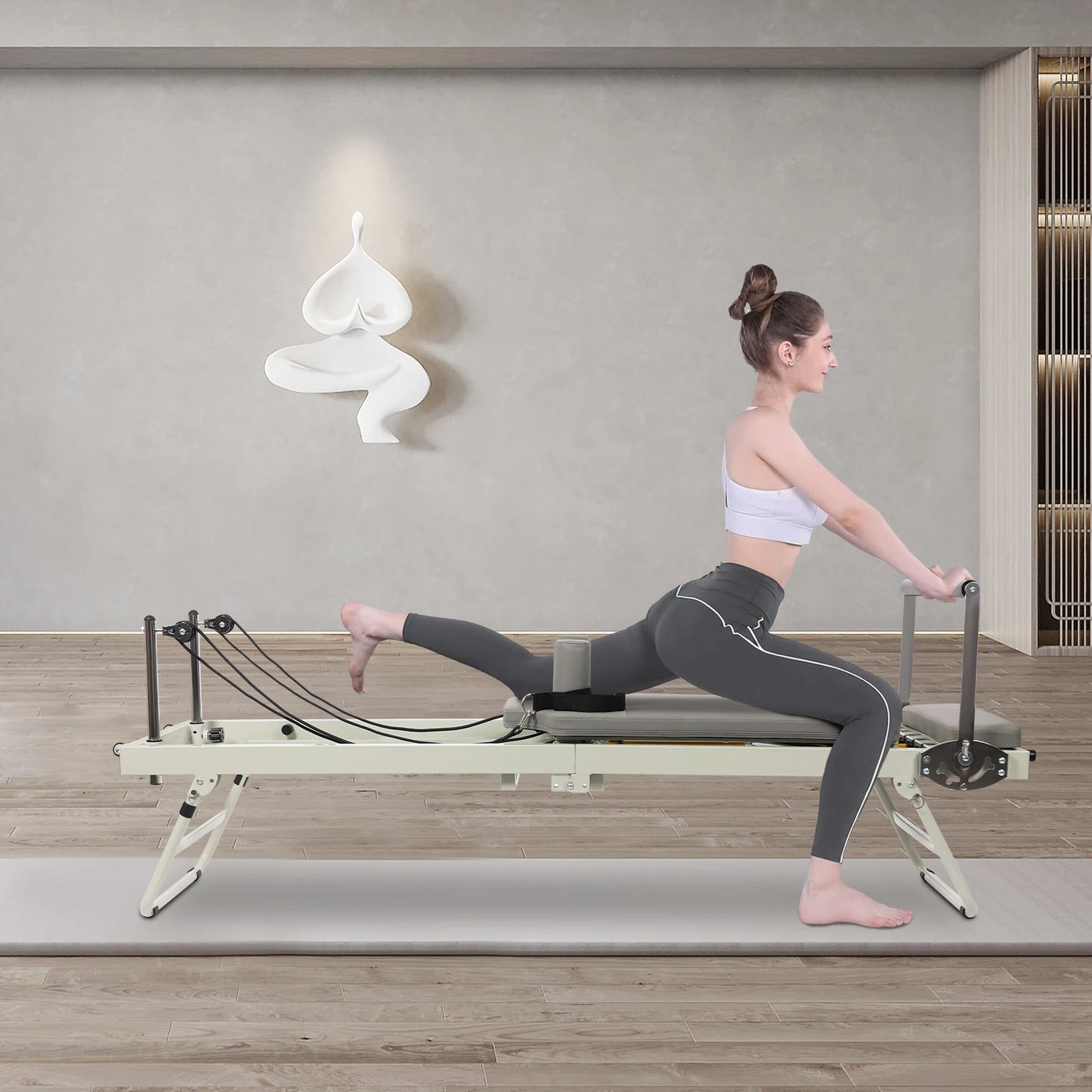 Foldable Pilates Reformer Machine 120Kg Capacity Multifunctional Yoga Equipment