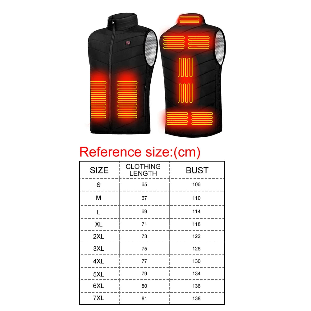 9 Heated Vest Zones Electric Heated Jackets Men Women Sportswear Heated Coat Graphene Heat Coat USB Heating Jacket For Camping