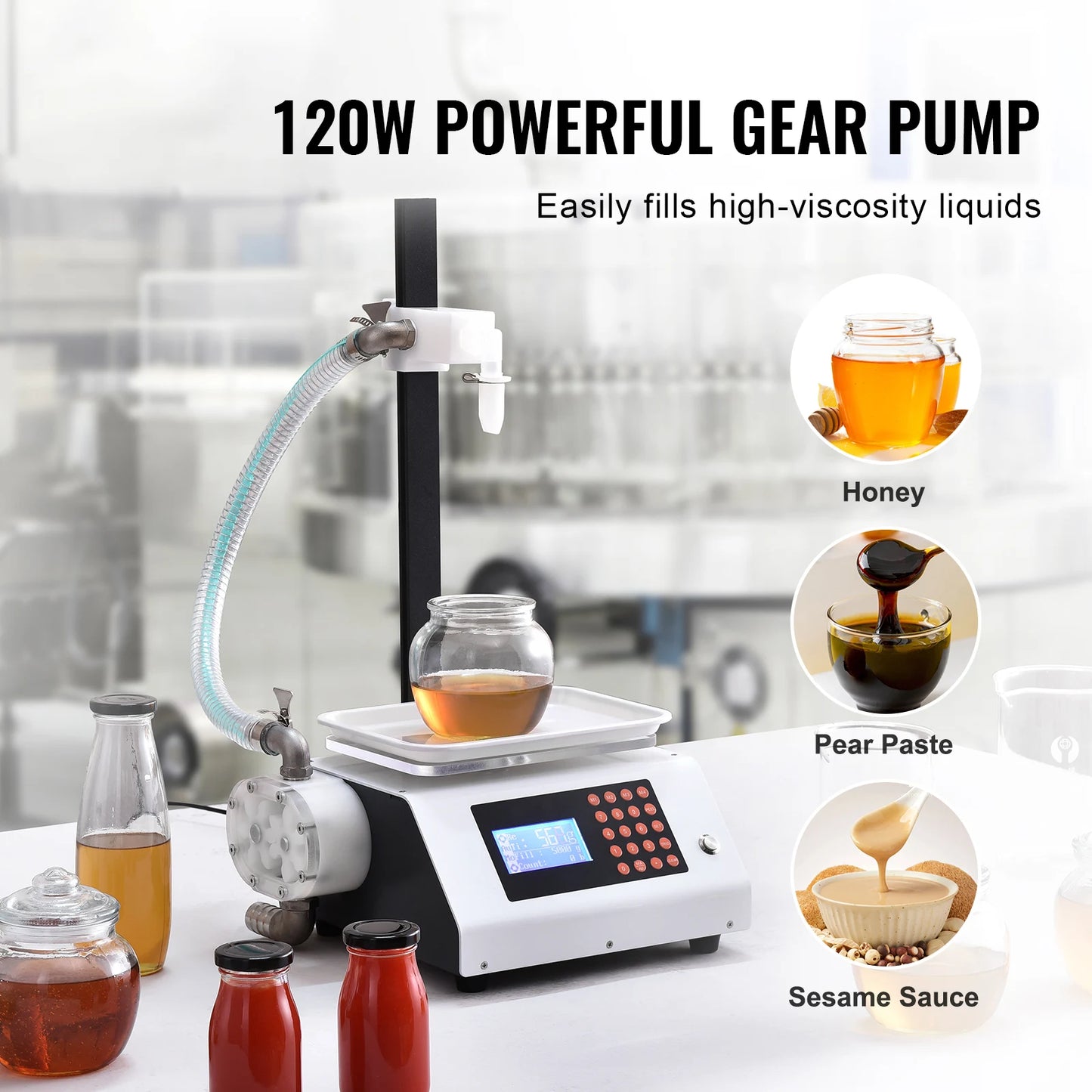 SucceBuy Automatic Liquid Filling Machine Gear Pump Digital Control 50-5000g