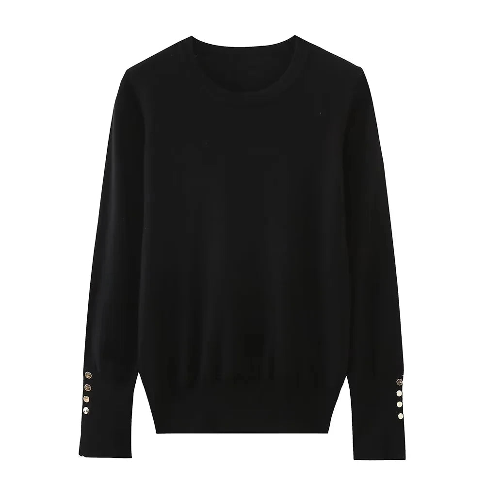 Others Loose Long Sleeve Round Neck Knit Sweater For Summer