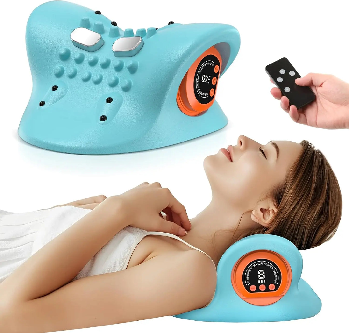 Rechargeable Portable Neck Massager Pillow Shiatsu With Heat And Vibration
