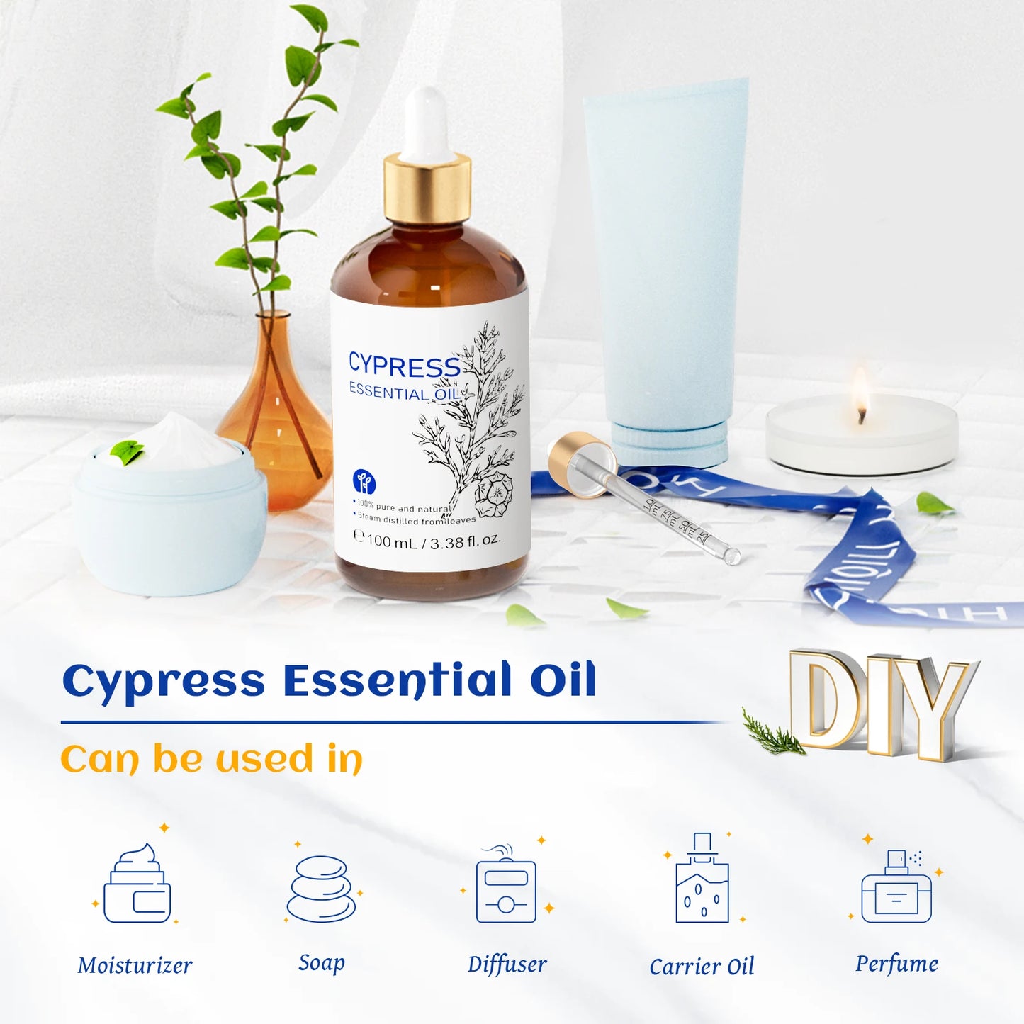 HIQILI Essential Oils Set Vanilla Rose Basil Jasmine Rosemary Diffuser