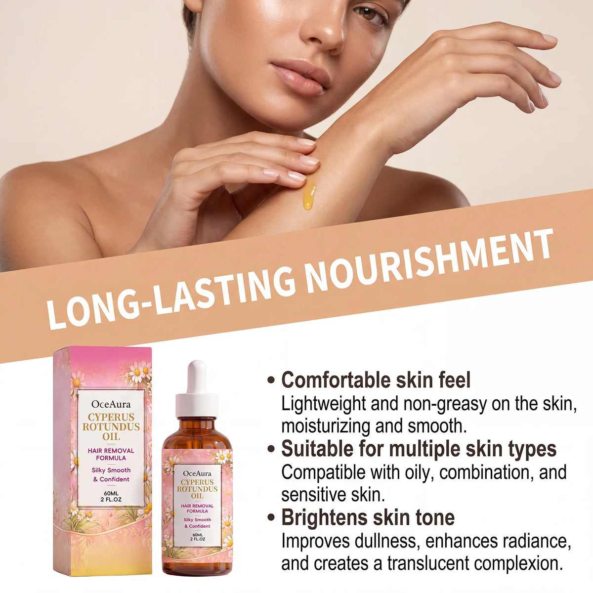 OceAura Cyperus Rotundus Hair Inhibitor Serum for Smooth Skin