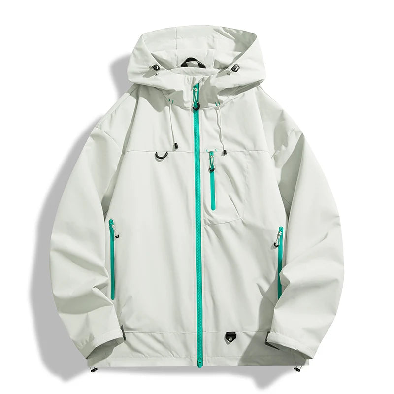 Unisex Waterproof Hiking Jacket Hooded Windbreaker For Outdoor Activities