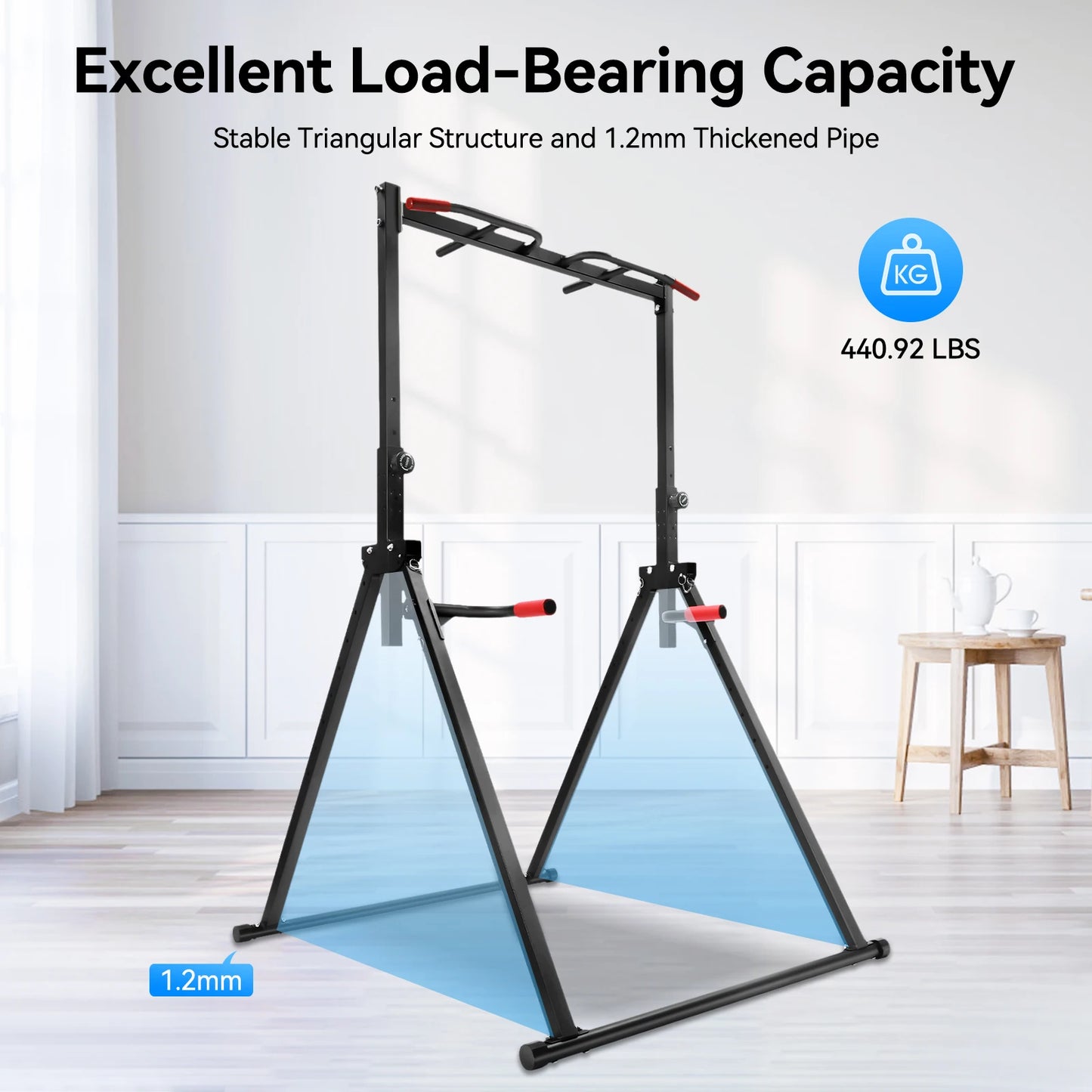 Foldable Adjustable Pull Up Bar With Parallel Bars for Home Gym 200kg