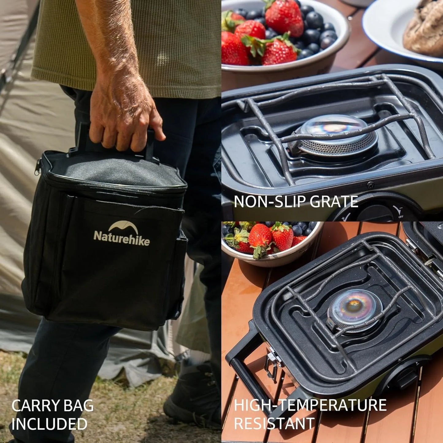Naturehike 2 Burner Folding Camping Stove Portable Propane With Case