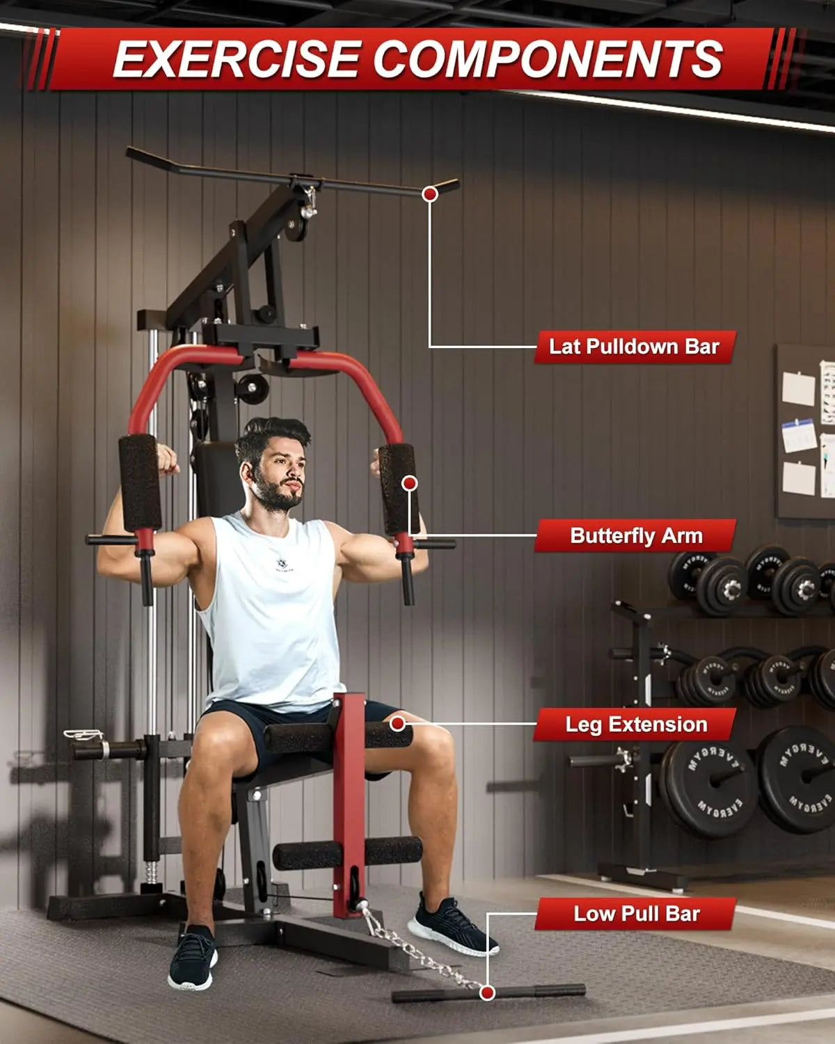 HiMISS All In One Home Gym Chest Press LatPulldown