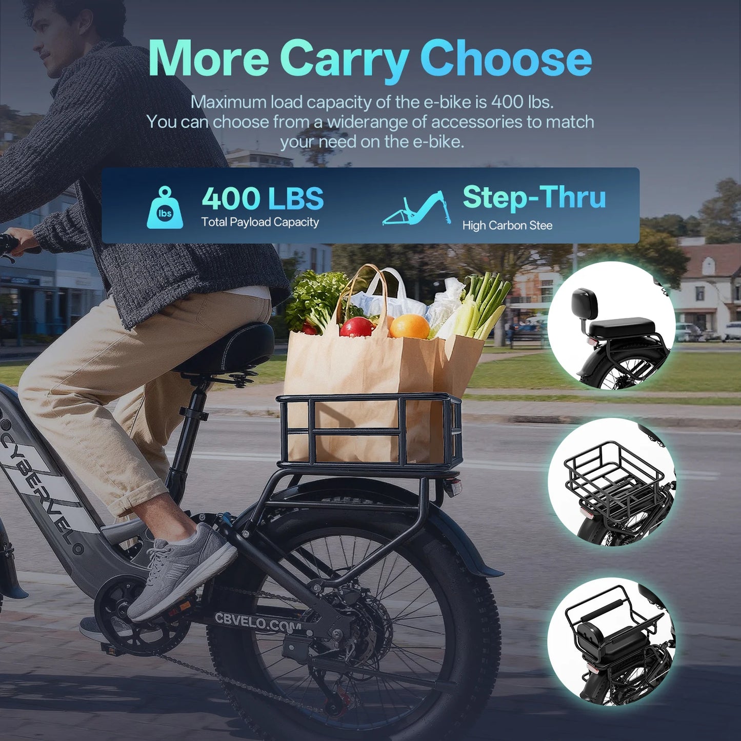 CYBERVELO EK12 1000W Electric Fat Bike With Removable Battery